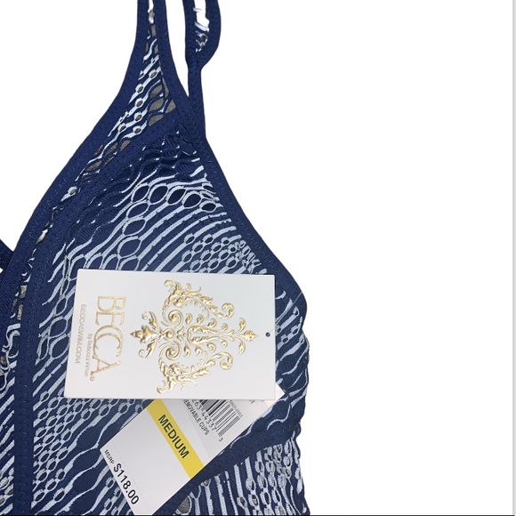 ❌SOLD 😍 BECCA by Rebecca Virtue Color Play Crochet Show & Tell Plunge One-Piece - Picture 7 of 7